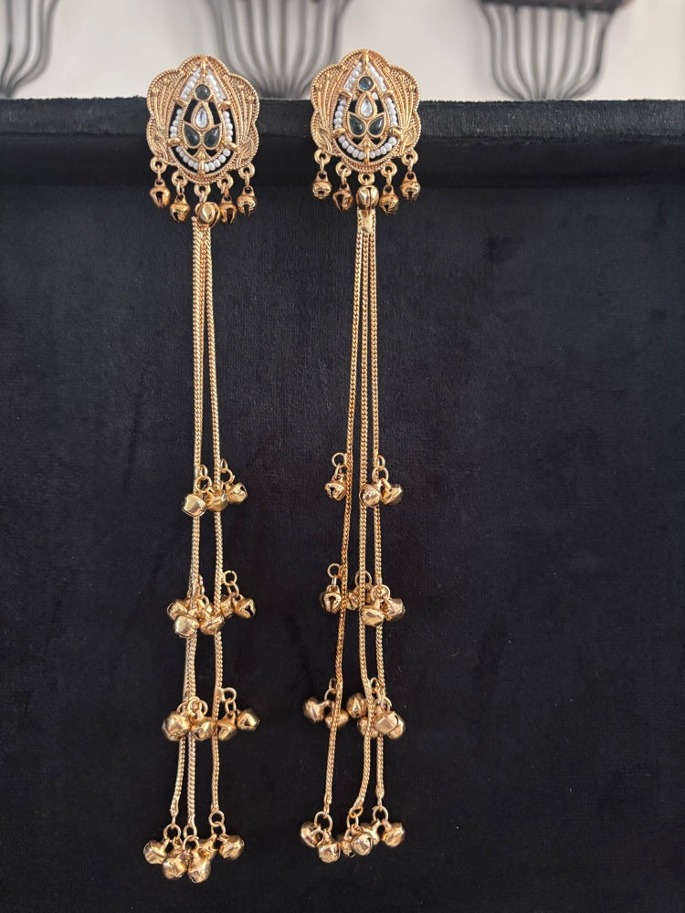 Emerald Elongated Pearl-Drop Danglers