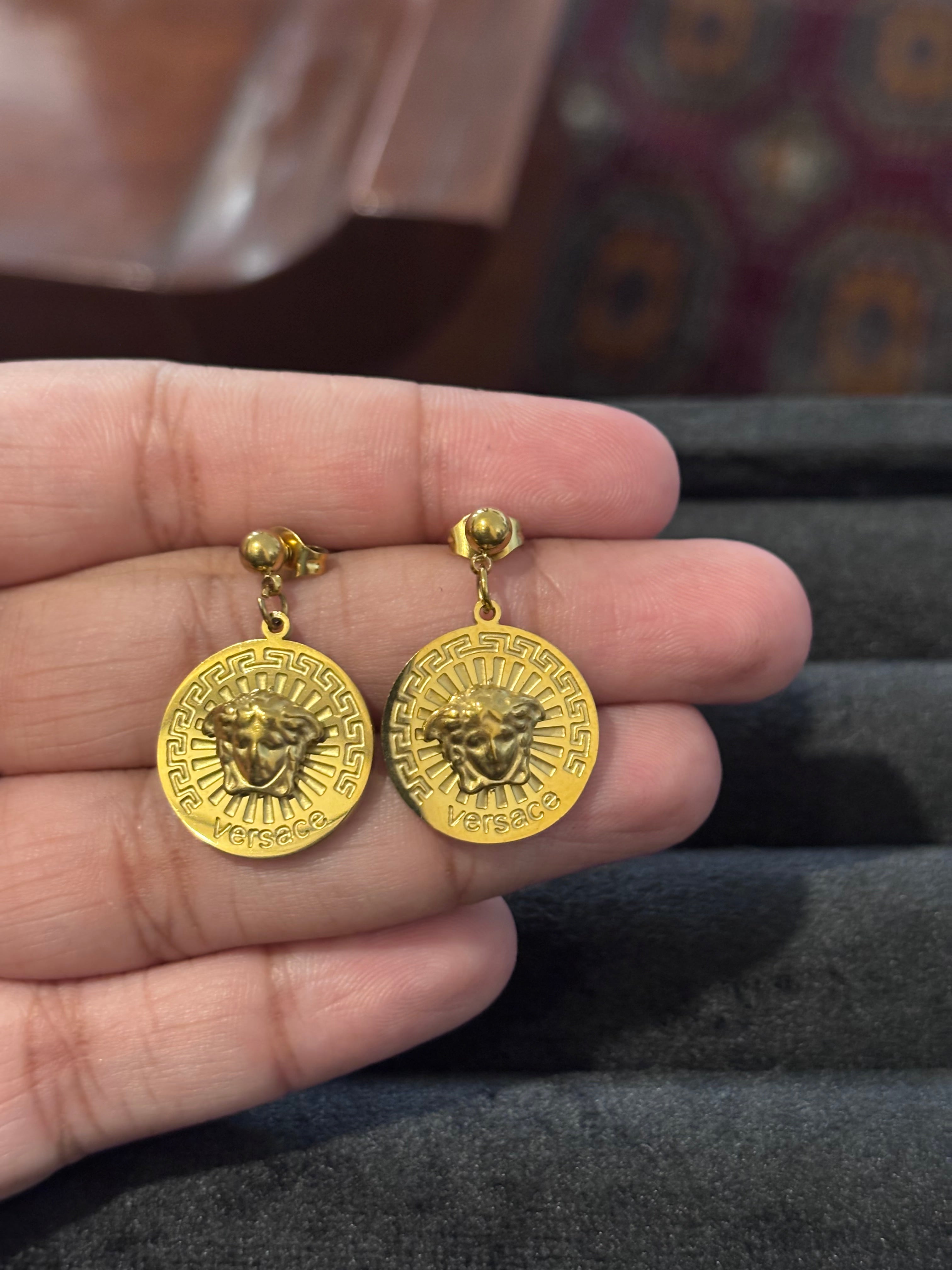 Medusa Greca Drop Earrings
