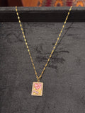 Elara Floral Enamel Tablet Necklace