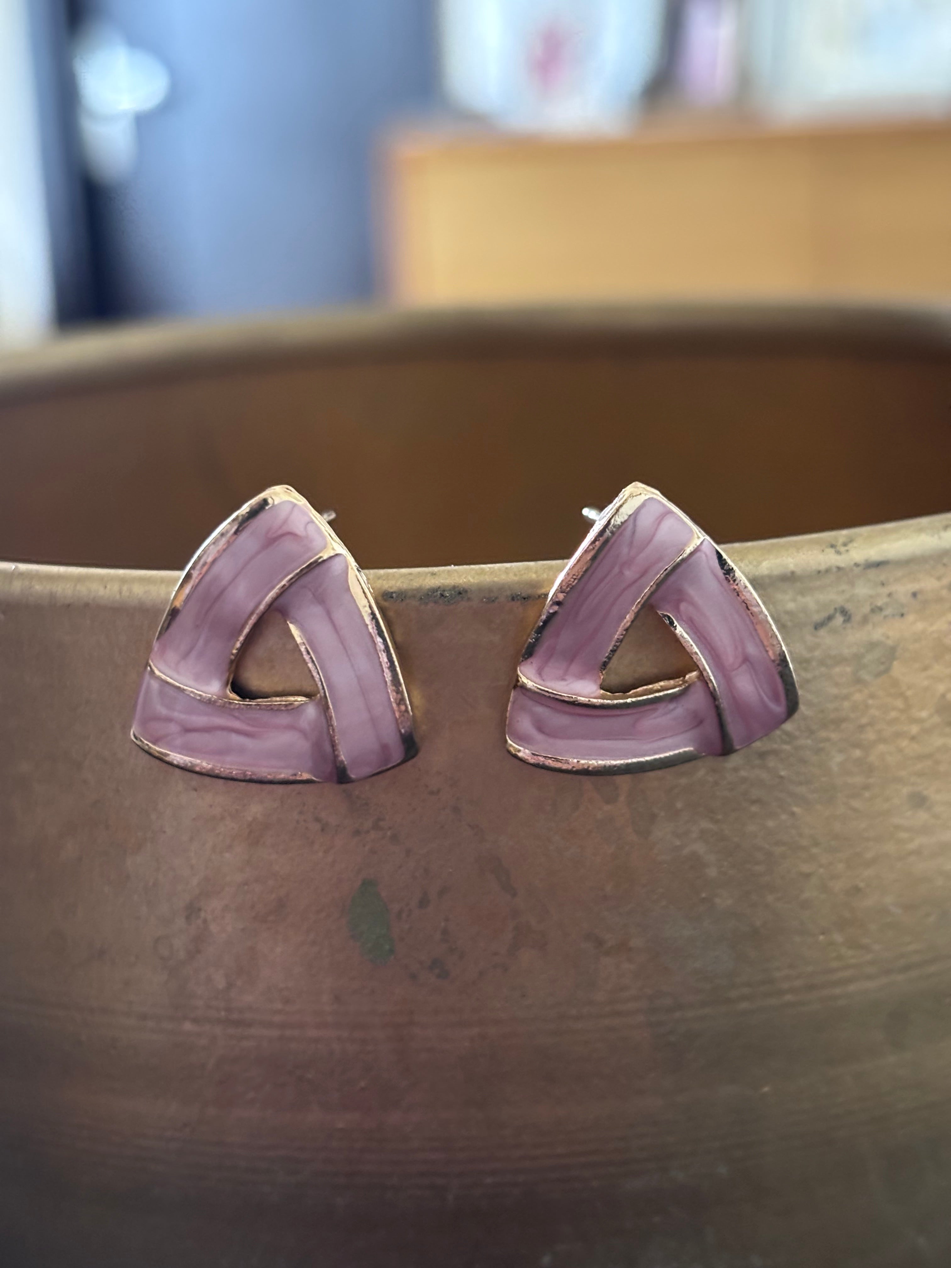 Mauve Geometry Enamel Studs