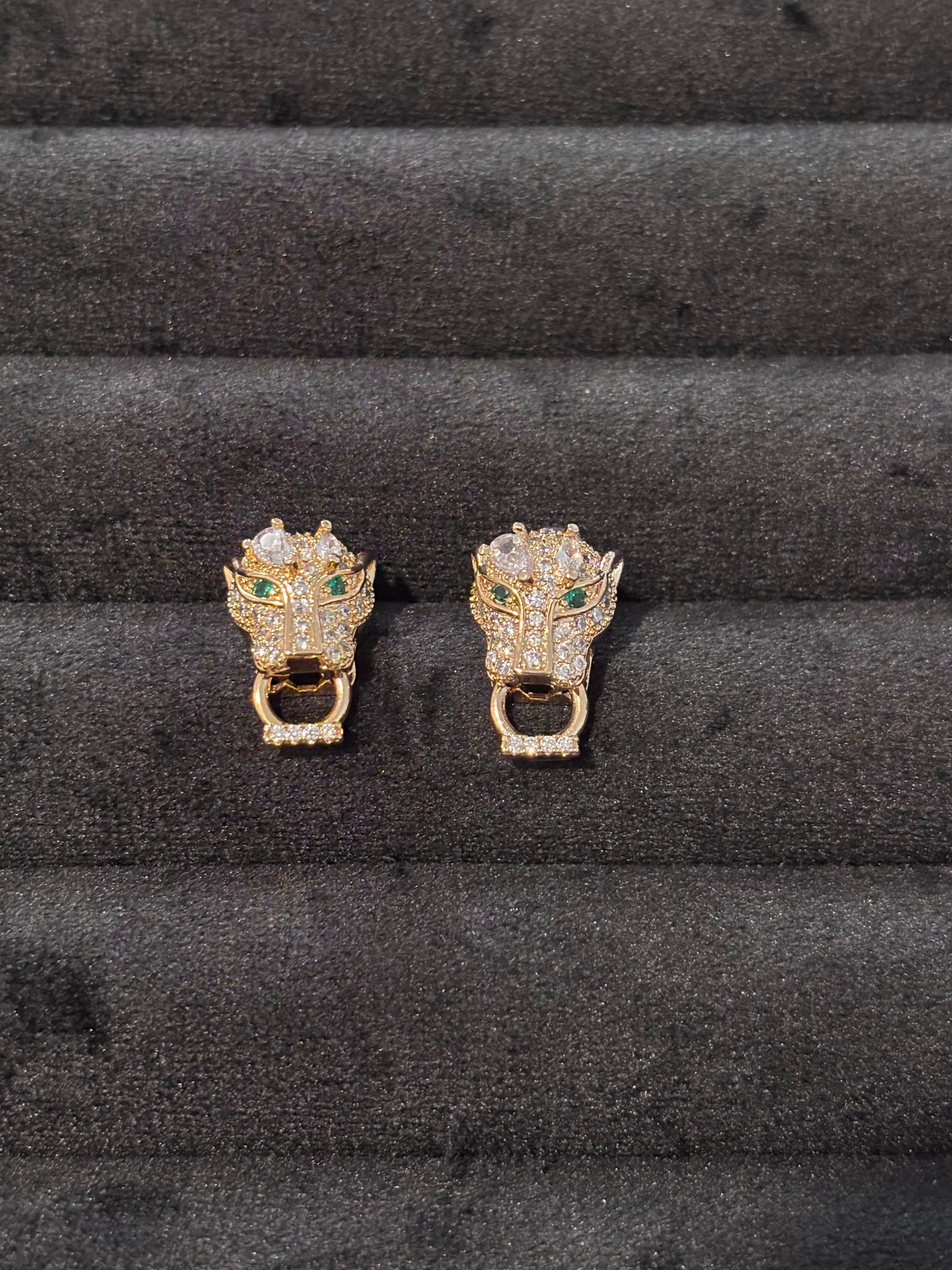 Emerald-Eyed Panther Studs