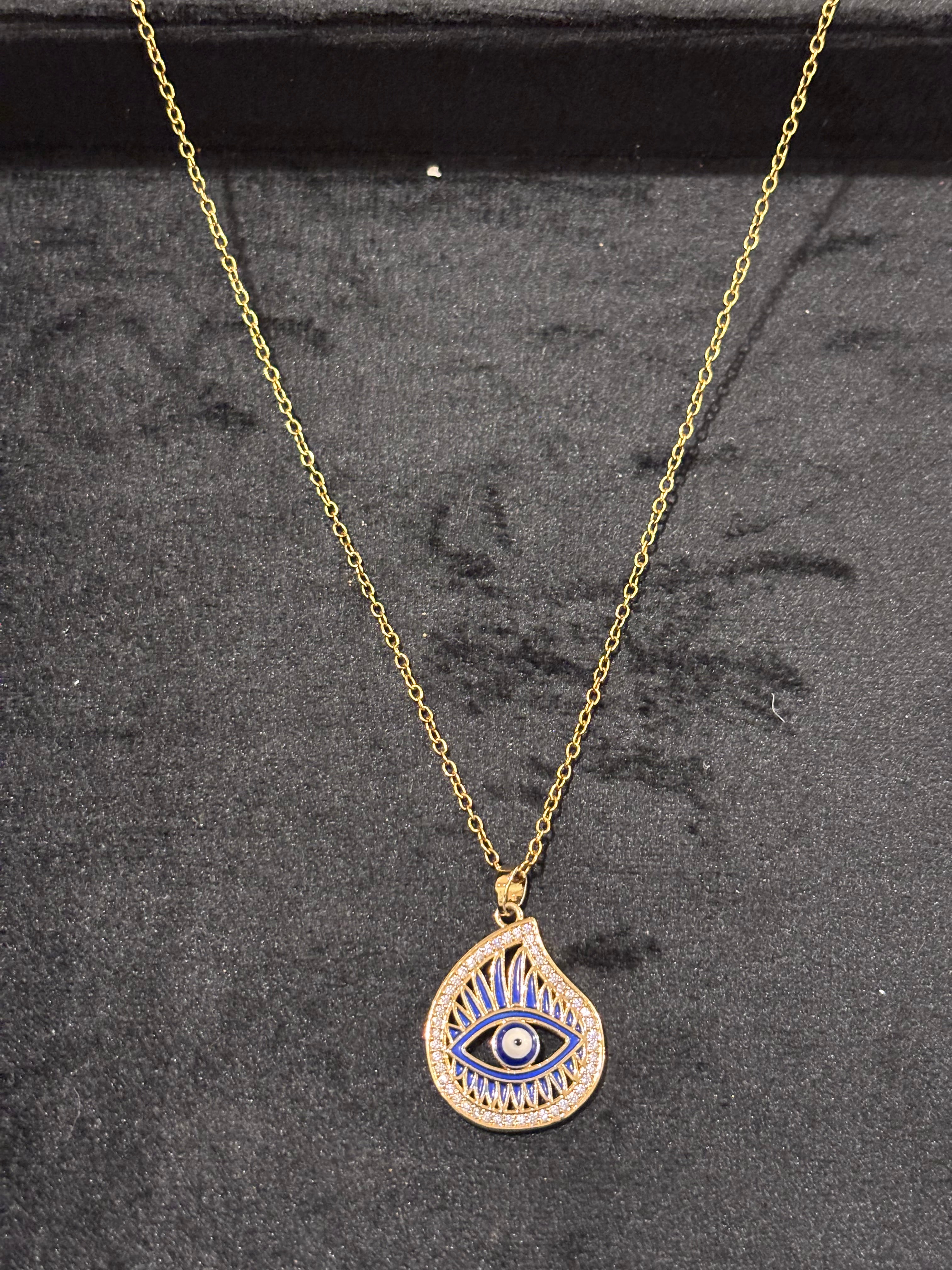 Nazar Evil Eye Teardrop Necklace