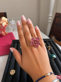 Enamel Bloom Statement Adjustable Ring – Blush