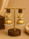 Tiger Eye Pearl Dome Jhumkas