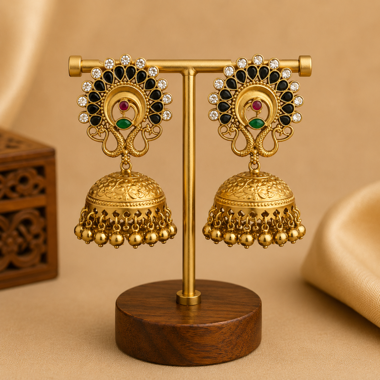 Midnight Peacock Jhumkas