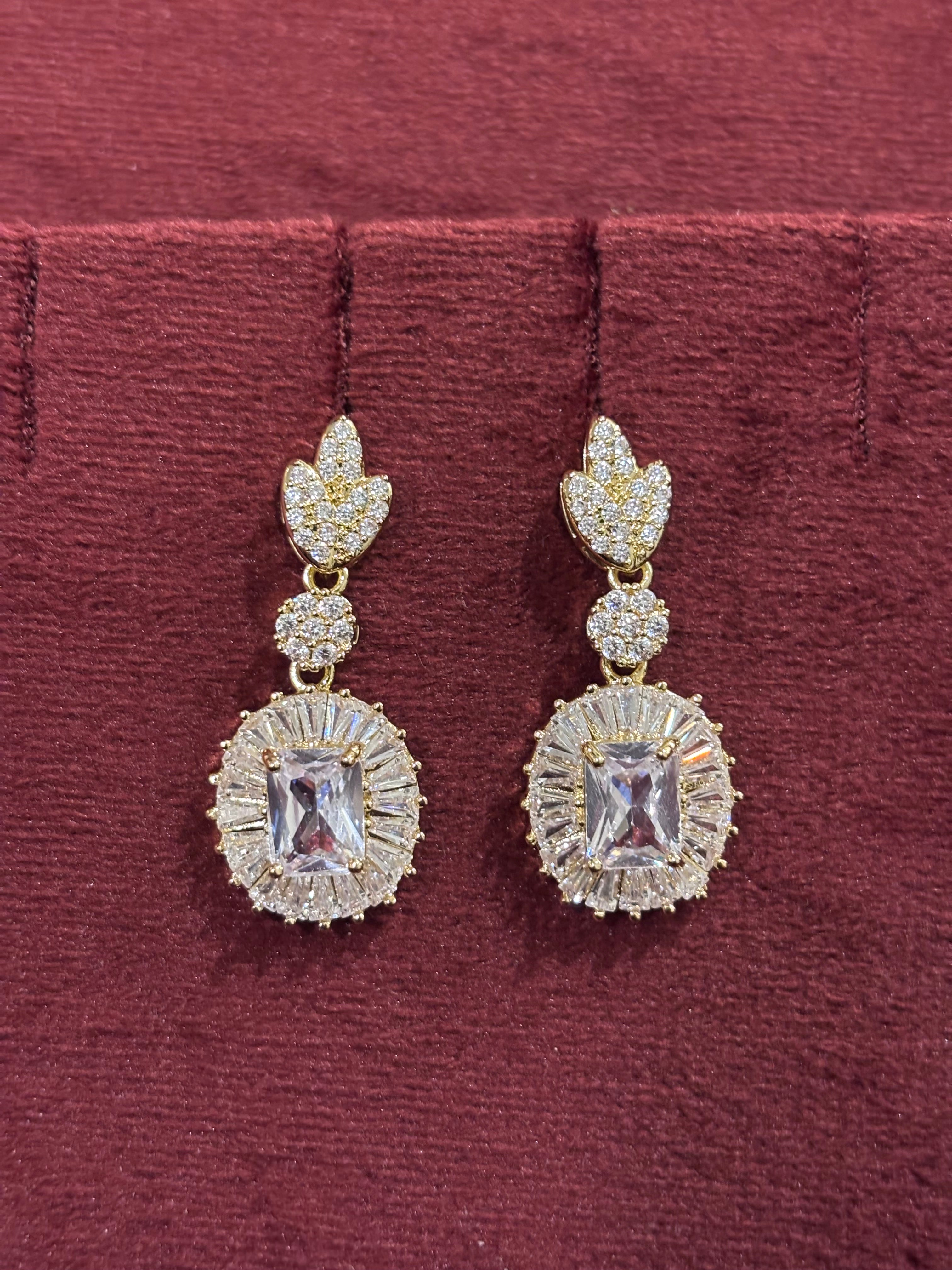 Elara Emerald-Cut Sunburst Earrings