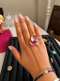 Enamel Bloom Statement Adjustable Ring – Rose