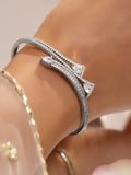 Rhodium-Plated Bracelet for Women & Girls with Pear and Round Cubic Zirconia Stones