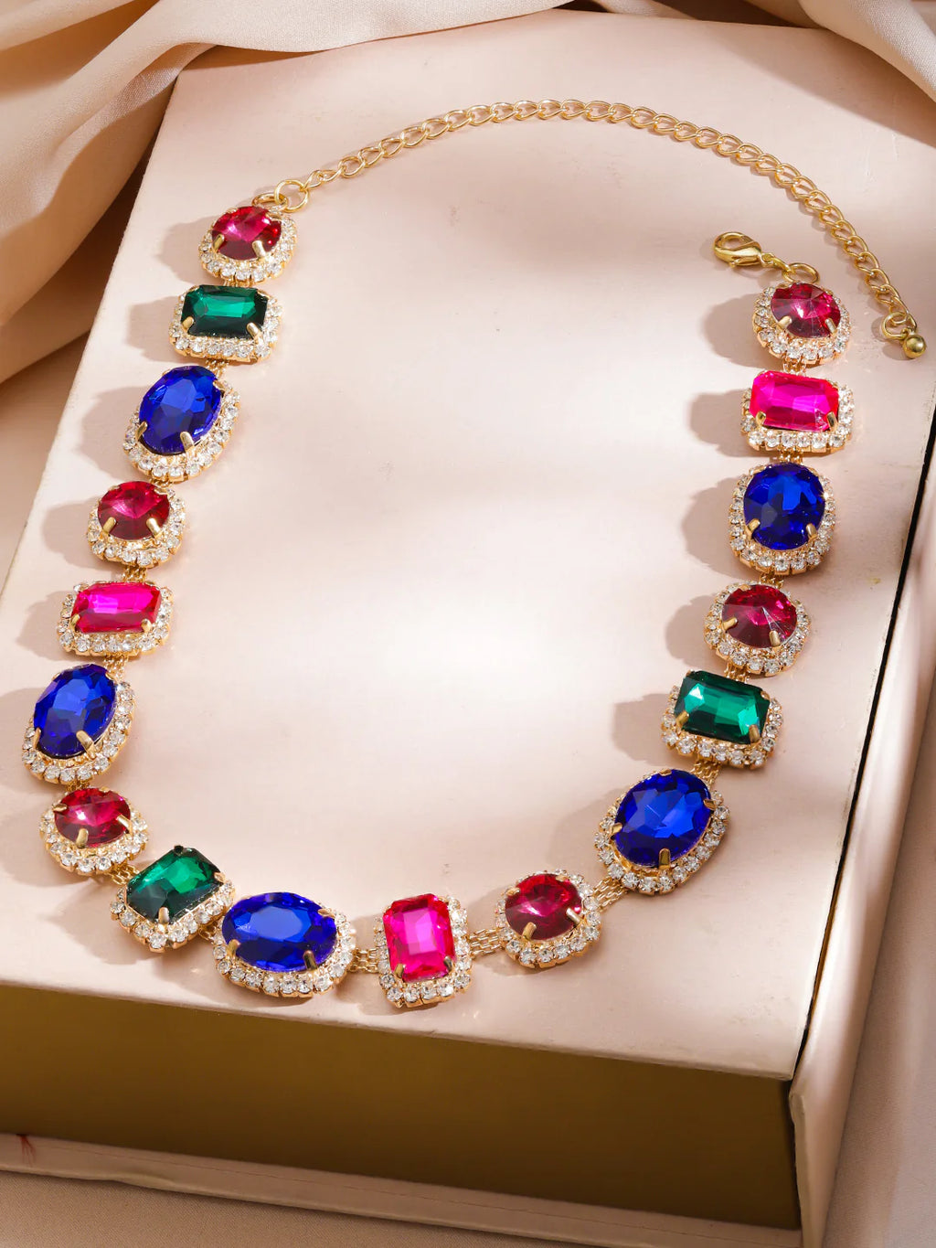 18K Gold-Plated Multicolor Crystal & Cubic Zirconia Statement Necklace