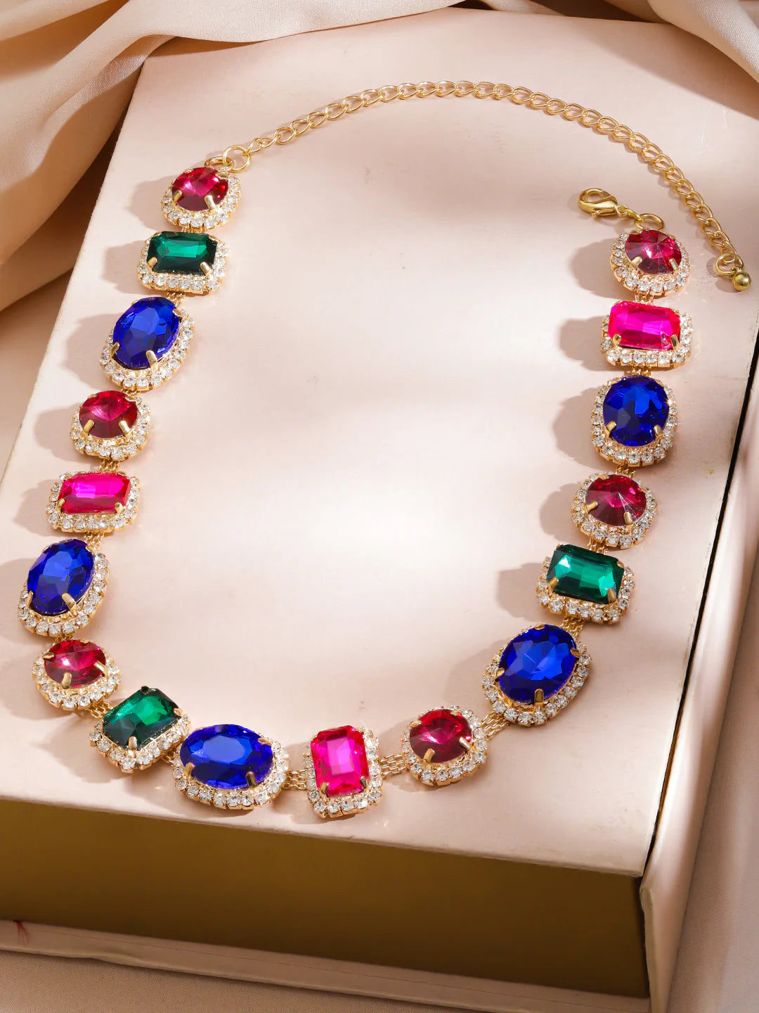 18K Gold-Plated Multicolor Crystal & Cubic Zirconia Statement Necklace