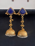 Indigo Velvet Tassel Jhumkas
