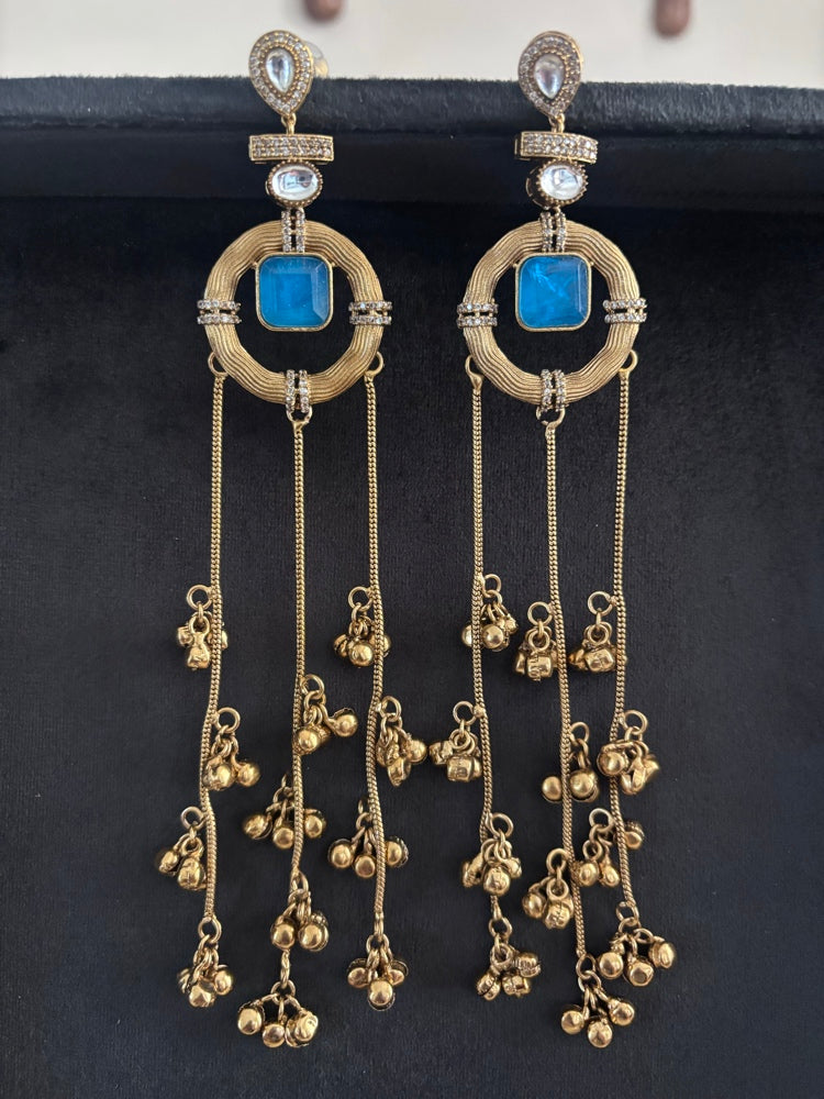 Sky Blue Celestial Tassel Earrings