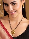 Gold-Plated Black Beaded Mangalsutra Set