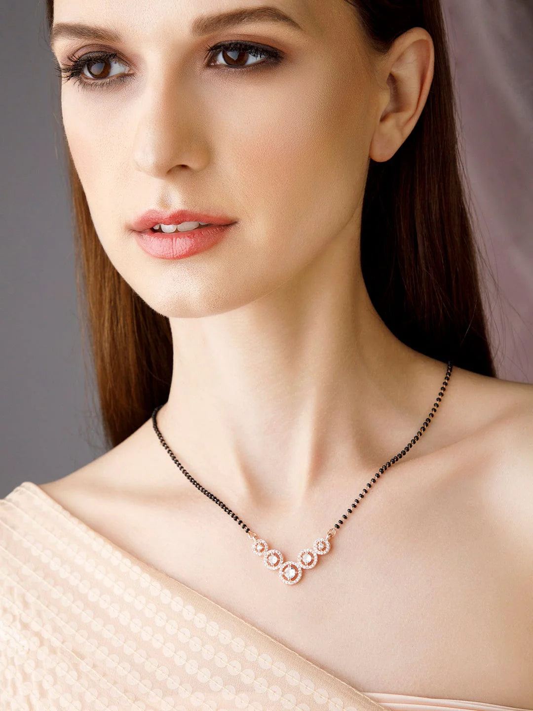 Rose Gold Plated Mangalsutra With Studded AD's