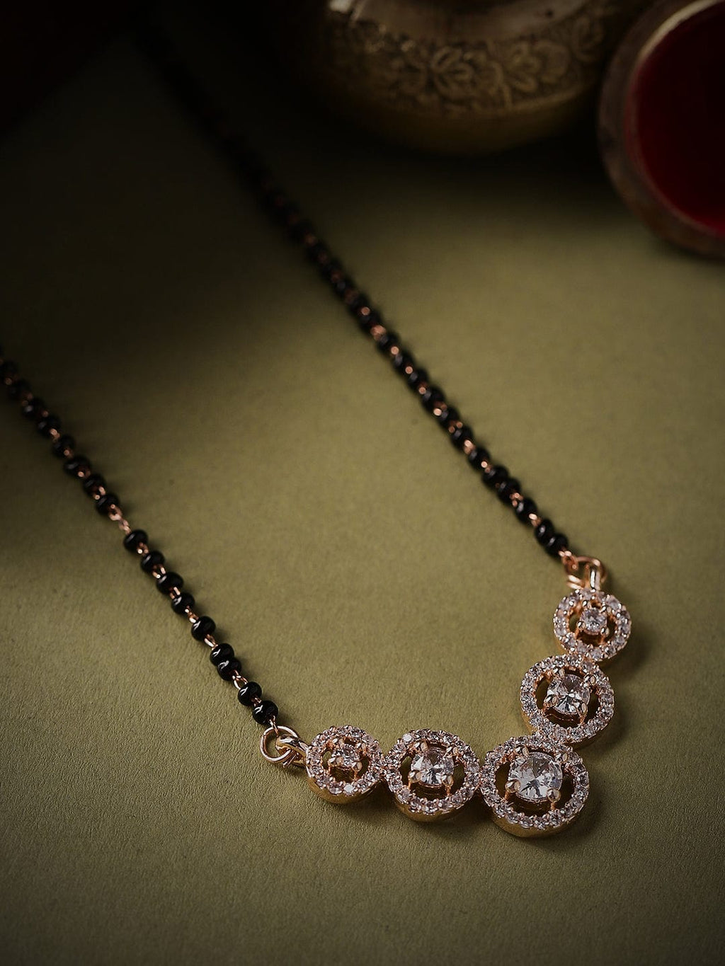 Rose Gold Plated Mangalsutra With Studded AD's
