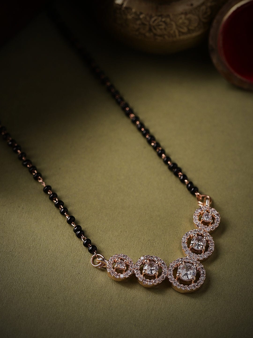 Rose Gold Plated Mangalsutra With Studded AD's